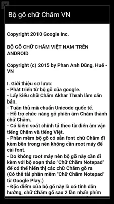 Bộ gõ chữ Chăm VN android App screenshot 1